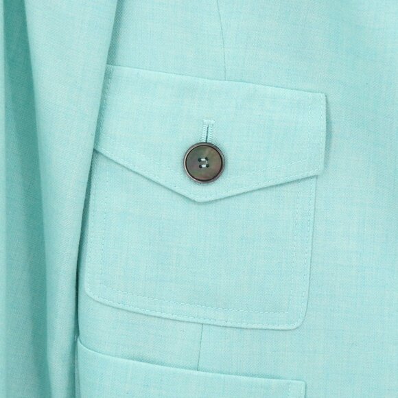 Akris Cashmere Silk Aqua Blue Button Front Blazer Jacket 12 - Picture 4 of 6